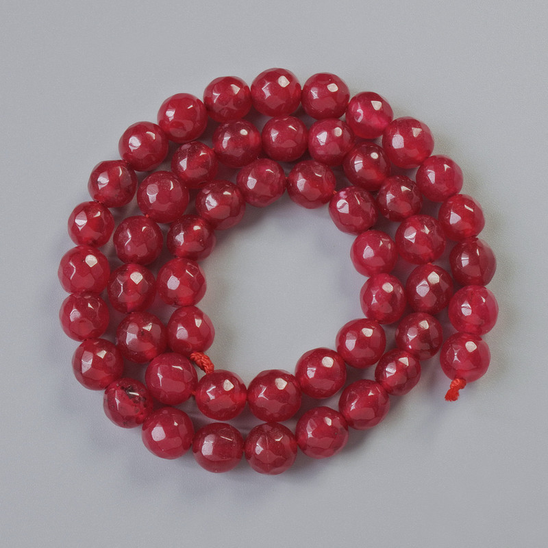 Tourmaline Beads (Imitation) Faceted Round Bead, 8 mm Diameter, 38 cm Length on Thread