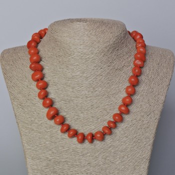 Red Jasper Necklace with natural stone, faceted beads, diameter 12x10 mm, length 45-48 cm+