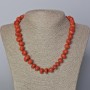 Red Jasper Necklace with natural stone, faceted beads, diameter 12x10 mm, length 45-48 cm+