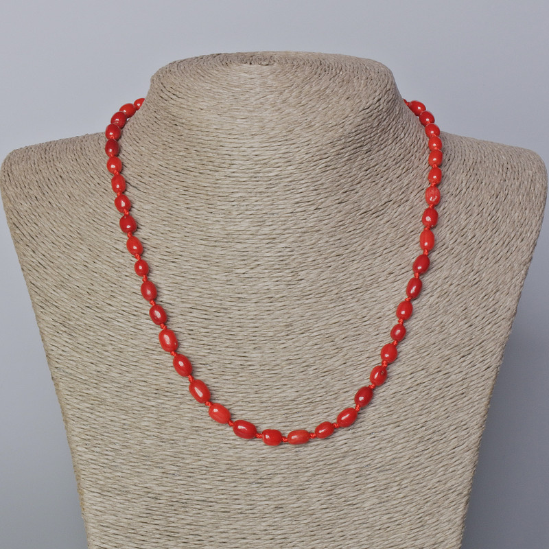 Natural Coral Bead Necklace, 5x8mm beads, length 45-49 cm