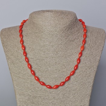 Natural Coral Bead Necklace, bead size 6×11 mm, length 45–49 cm