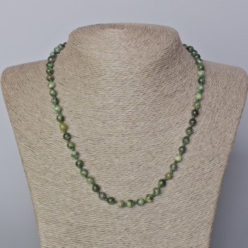 Green Lepidolite Necklace with natural stone, smooth beads, 6mm diameter, length 45-49 cm