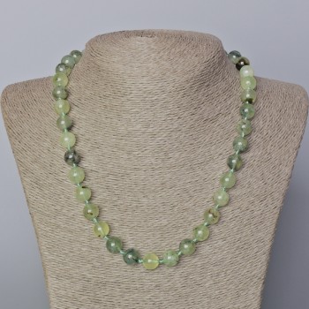 Prenite Necklace with Natural Stone, Smooth Bead, 10 mm Diameter, 45–49 cm Length