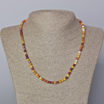 Mookaite Jasper Necklace, natural stone, smooth beads, 4–5 mm diameter, length 45–48 cm