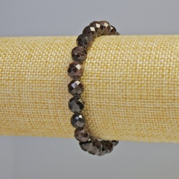 Garnet Bracelet, natural gemstone, faceted bead, 8 mm diameter, stretch, length 18 cm