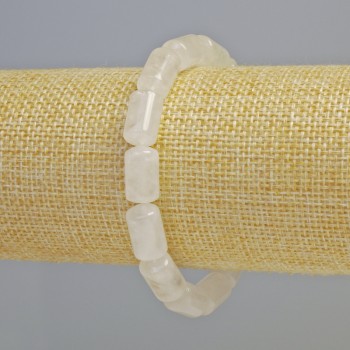 Rock Crystal Bracelet with Natural Stone Cylinders, diameter 8×14 mm ± (stretch), length 18 cm+