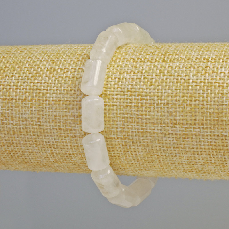 Rock Crystal Bracelet with Natural Stone Cylinders, diameter 8×14 mm ± (stretch), length 18 cm+