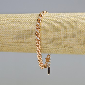 Xuping 18K Gold-Plated Bracelet with White Crystals, 6mm Thick, Length 17–21 cm
