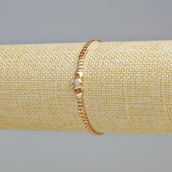 Xuping Bracelet with 18K Gold Plating and White Crystals, Thickness 3.8 mm, 8 mm +-, Length 16 cm