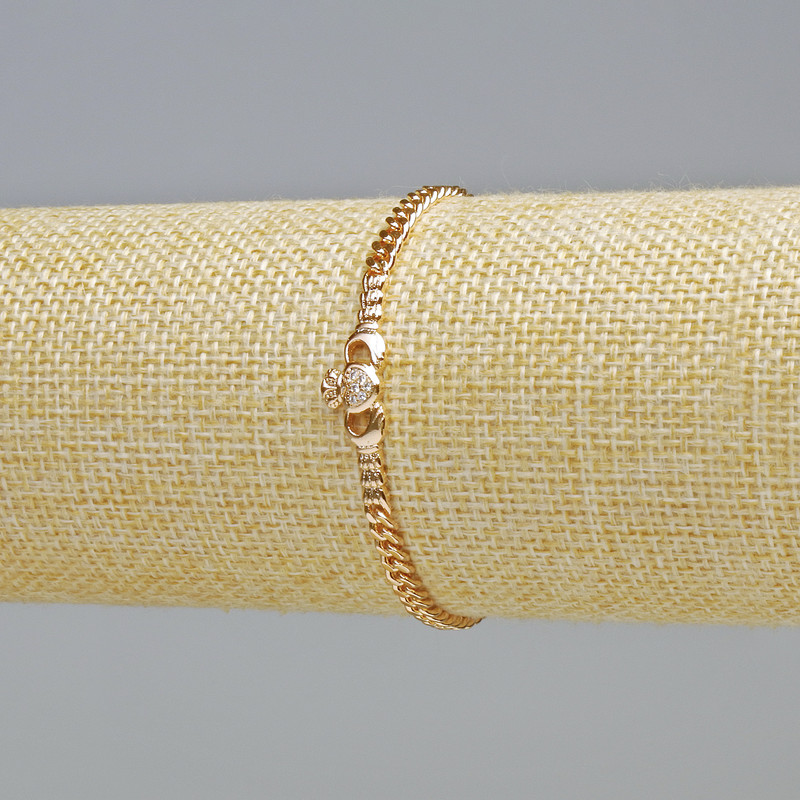 Xuping Bracelet with 18K Gold Plating and White Crystals, Thickness 3.8 mm, 8 mm +-, Length 16 cm