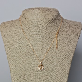 Xuping Chain with 18K Gold Plating, 1mm thick with a "Swan" pendant featuring white crystals, diameter 20×12mm, length 42-45cm +/-