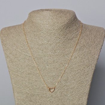 Xuping Chain with 18K Gold Plating, 1mm Thick, with Pendant "Heart", Diameter 10x11 mm+-, Length 48-53 cm+