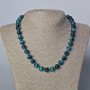 Azure Cat's Eye Bead Necklace with Natural Stone, Smooth Beads, 10 mm Diameter ±, Length 45-47 cm ±