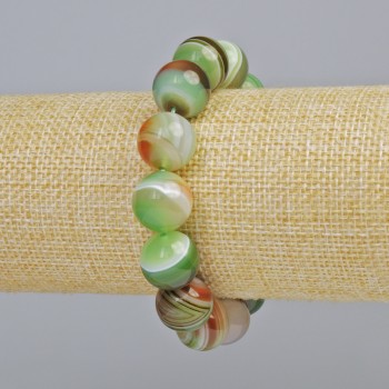 Bracelet Brazilian Agate, natural stone, smooth beads, diameter 14 mm +/- (stretch), length 18 cm+