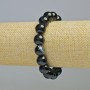 Black Agate Bracelet, natural stone, smooth beads, 12mm diameter ± (stretch), length 18cm+