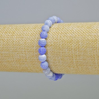 Frosty Agate Bracelet blue smooth beads, 8 mm diameter ± (stretch), length 18 cm+