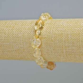 Faceted Citrine Bracelet, natural stone, bead size 10x12 mm, stretch band, length 18 cm+