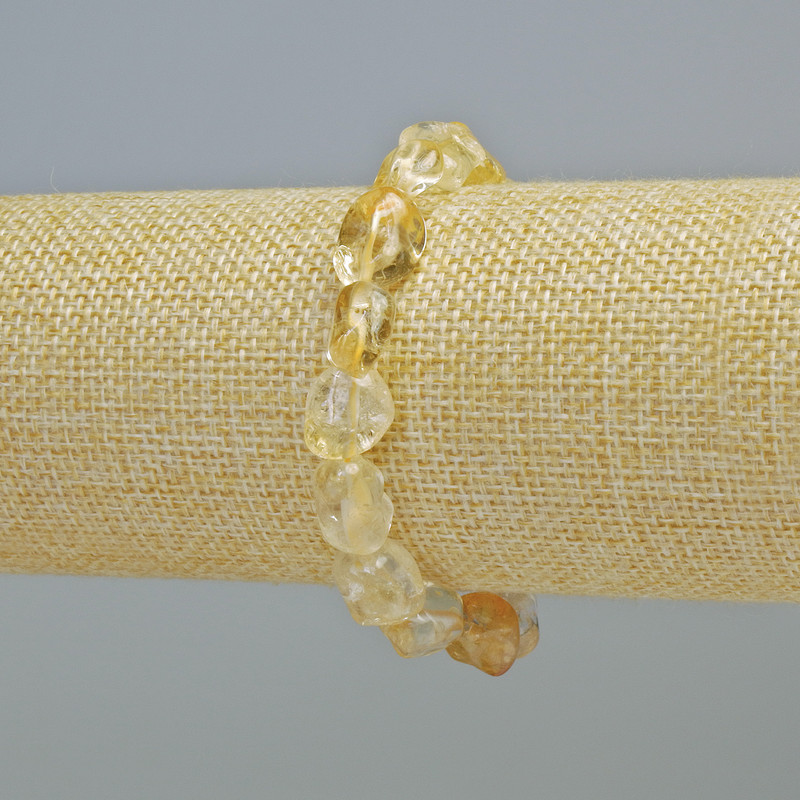 Faceted Citrine Bracelet, natural stone, bead size 10x12 mm, stretch band, length 18 cm+