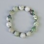 Bracelet Mossy Agate natural stone smooth bead, diameter 12mm± (Stretch), length 18cm± with Hematite inserts