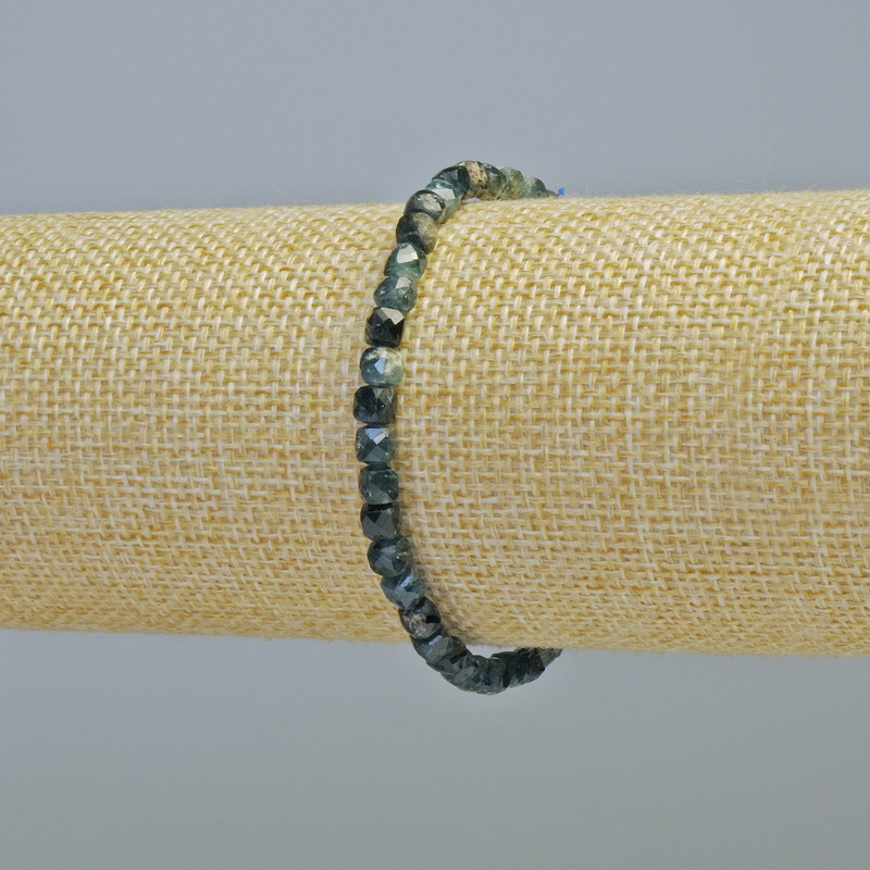 Blue Indigolite Tourmaline Bracelet, natural stone, faceted cube beads, diameter about 4 mm ± (stretch), length 18 cm+