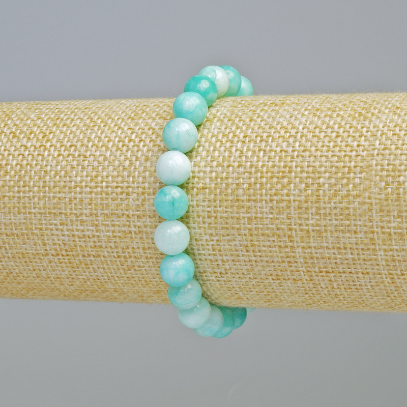 Amazonite Bracelet (imitation) smooth beads, 8 mm diameter ± (stretch), length 18 cm+