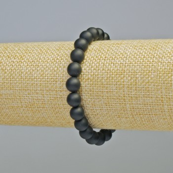 Shungite Bracelet (Imitation) Smooth Bead, 8 mm Diameter +/- (Stretch), Length 18 cm+