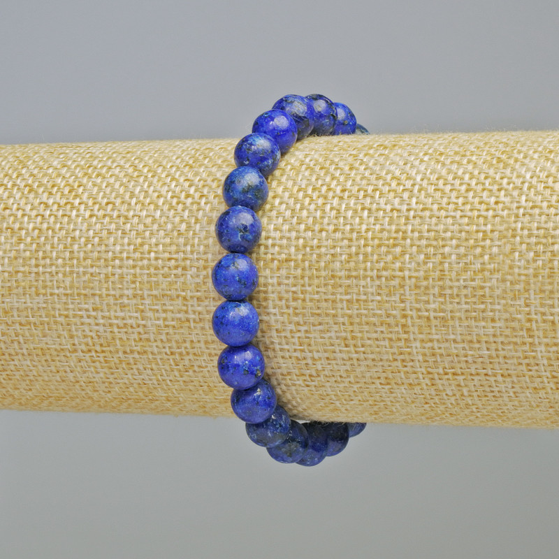 Lapis Lazuli Bracelet (Imitation) Smooth Bead, 8mm Diameter +/- (Stretch), Length 18cm+