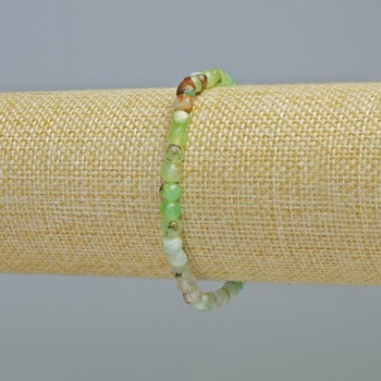 Chrysoprase Bracelet, Natural Stone, Faceted Cube, Diameter 4.5 mm ± (Stretch), Length 18 cm+