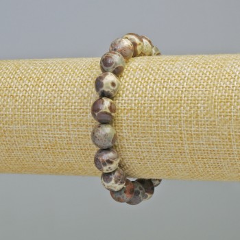 Picasso Jasper Bracelet, natural stone, smooth bead, 10 mm diameter ± (stretch), 18 cm length