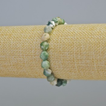 Bracelet Moss Agate — natural gemstone, multifaceted, diameter 7.5 mm ± (stretch), length 18 cm+