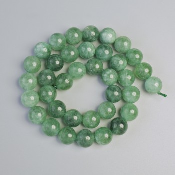 Jadeite Beads, Natural Stone, Smooth Round Beads, 10.5 mm Diameter, 38 cm Length on a Thread