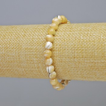 Bracelet Natural Mother-of-Pearl, smooth bead, 7 mm diameter ± (stretch), length 18 cm+