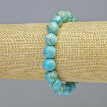 Blue Jasper Bracelet (synthetic) smooth beads, 10.5 mm diameter ± (stretch), length 18 cm+