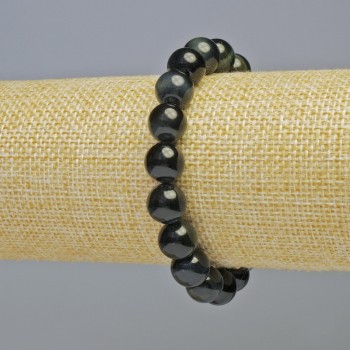 Hawk's Eye Bracelet - Natural Stone, Smooth Bead, 10mm Diameter +/- (Stretch), Length 18cm+