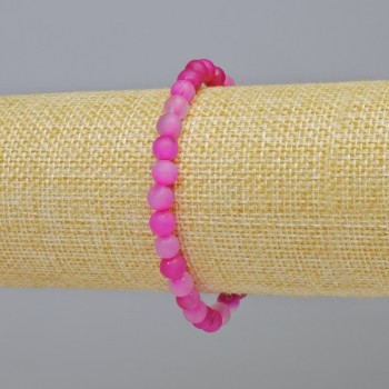 Bracelet Raspberry Agate Matte Natural Stone Smooth Bead, diameter 6mm ± (stretch), length 18cm+