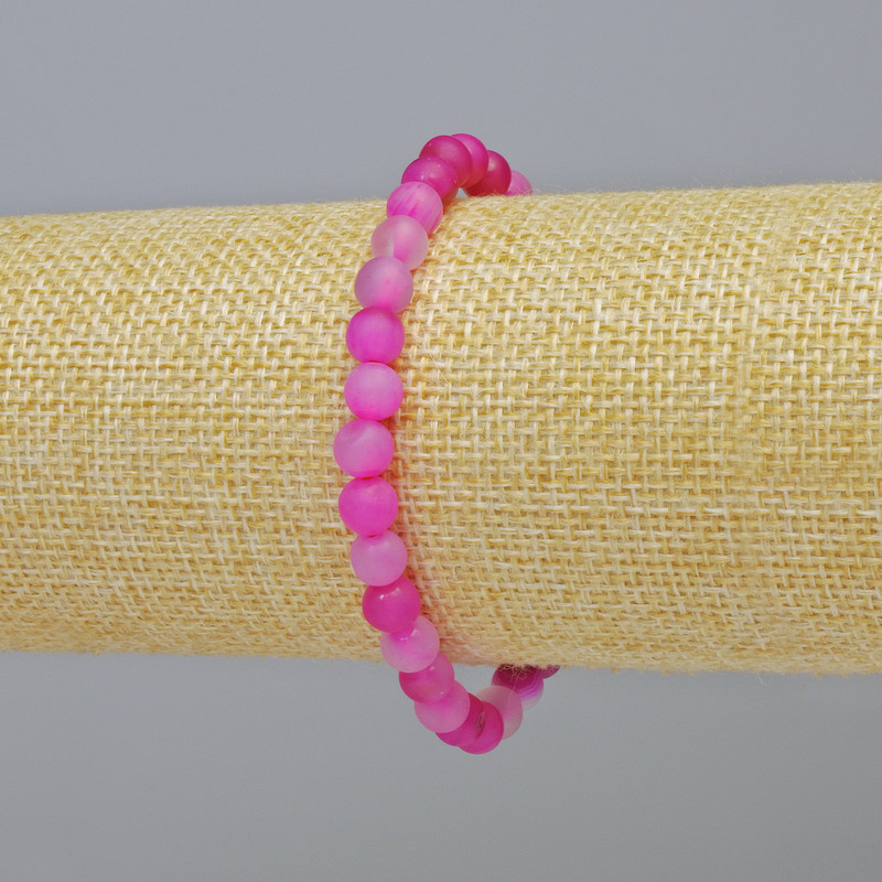 Bracelet Raspberry Agate Matte Natural Stone Smooth Bead, diameter 6mm ± (stretch), length 18cm+