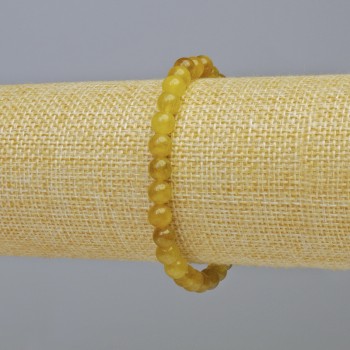 Bracelet Yellow Quartz natural stone smooth bead, diameter 6 mm ± (stretch), length 18 cm+
