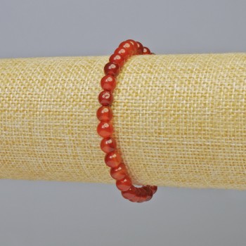 Carnelian Bracelet, Natural Stone, Smooth Beads, 6 mm Diameter ± (Stretch), Length 18 cm+