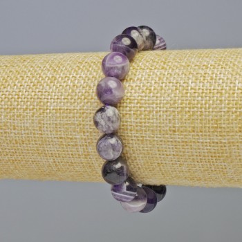 Bracelet with natural amethyst, smooth beads, diameter 10.5 mm +/- (stretch), length 18 cm+
