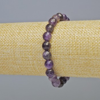 Amethyst bracelet, natural stone, faceted beads, diameter 8 mm ± (stretch), length 18 cm+