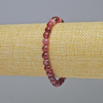 Rubellite Tourmaline Bracelet, natural stone, smooth beads, 6mm diameter ± (stretch), length 18cm+