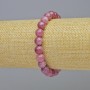 Bracelet with rubellite tourmaline, natural stone, smooth beads, 8 mm diameter ± (stretch), length 18 cm+