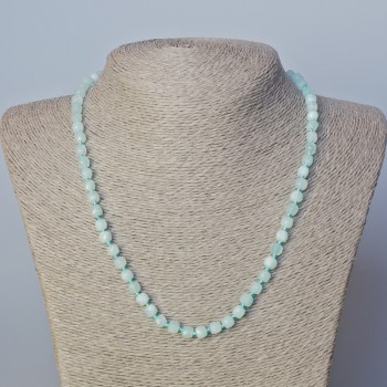 Aquamarine Necklace with natural gemstone, faceted cube, diameter 5.5 mm, length 45-48 cm