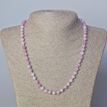 Kunzite Imitation Necklace, Smooth Bead, 6 mm Diameter, Length 45–50 cm