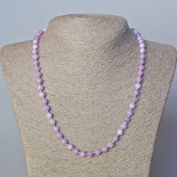 Kunzite Necklace (Imitation) Smooth Bead, Diameter 6 mm ±, Length 45–51 cm
