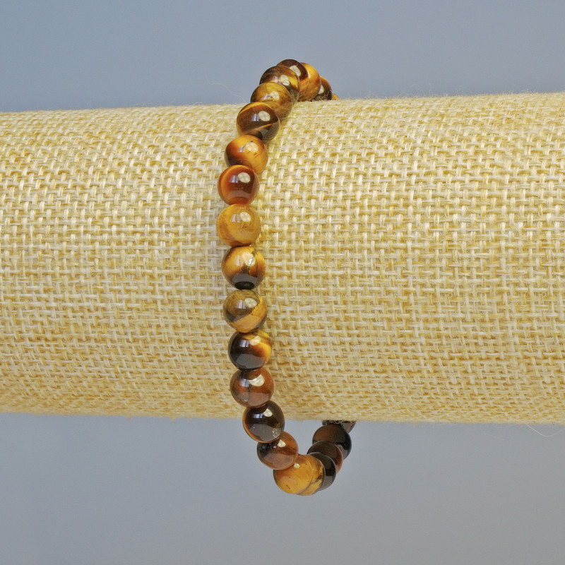 Tiger's Eye Bracelet, natural stone, smooth bead, diameter 6.5 mm ± (stretch), length 18 cm+