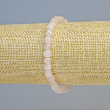 Pink Quartz Bracelet, natural stone, faceted cube, diameter 5.5 mm +- (stretch), length 18 cm