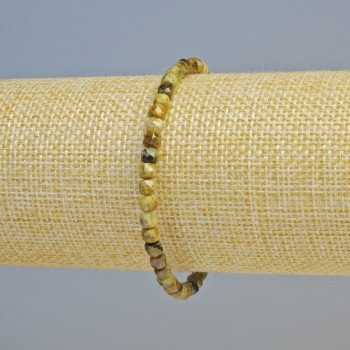 Grossular Bracelet (Green Garnet) Natural faceted cube-cut stones, diameter 4mm ± (stretch), length 18 cm+