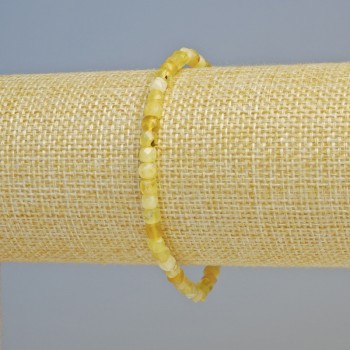 Yellow Opal Bracelet with Natural Stone, Faceted Cubes, 4 mm Diameter ± (Stretch), Length 18 cm+