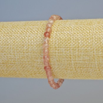 Bracelet Strawberry Quartz faceted cube, diameter 5mm± (stretch), length 18cm+